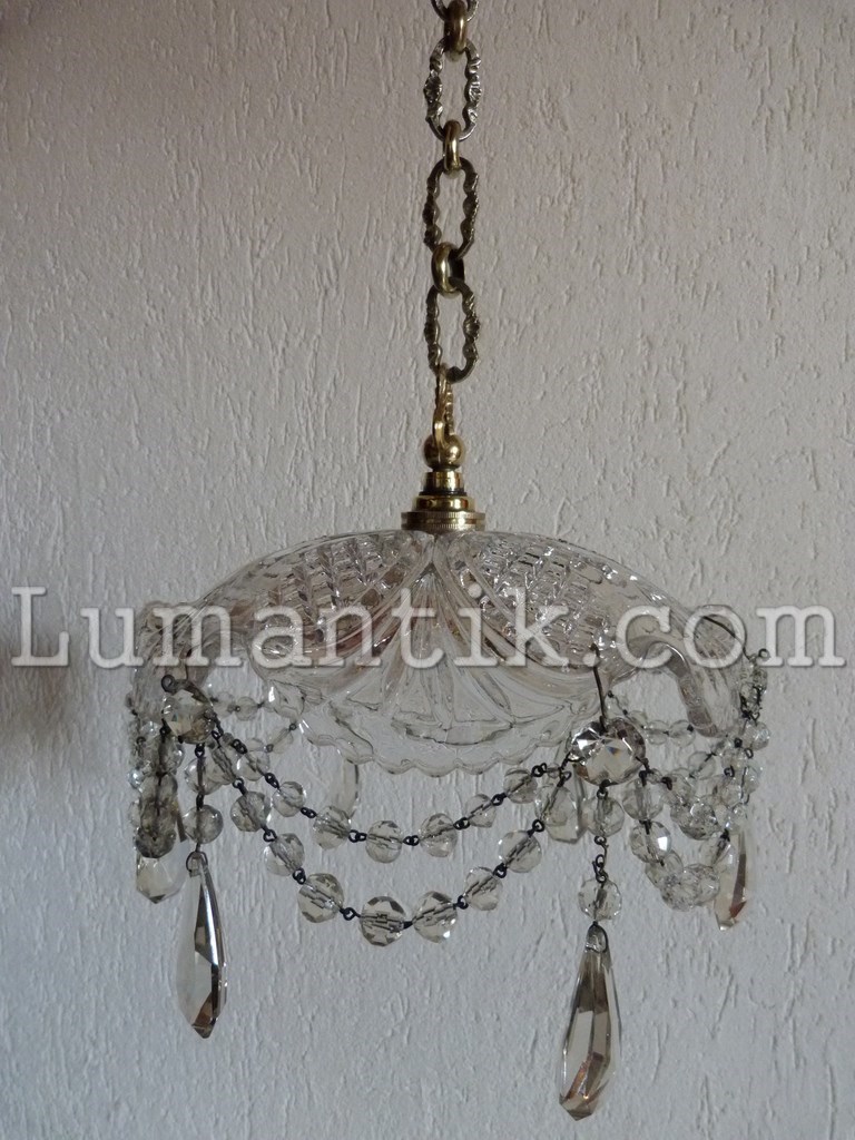 Suspension à chaine bronze verre à pampille