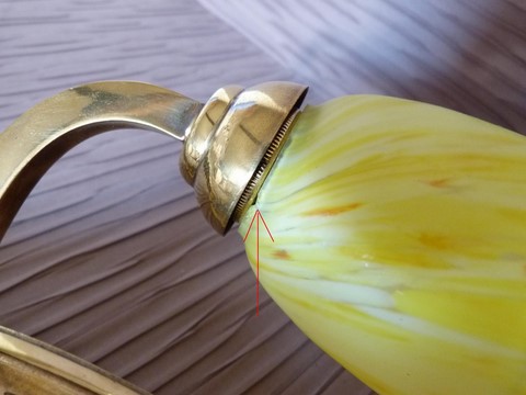 Applique ancienne bronze double feux tulipes jaune