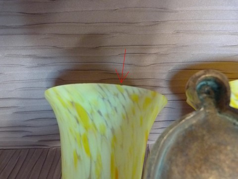 Applique ancienne bronze double feux tulipes jaune