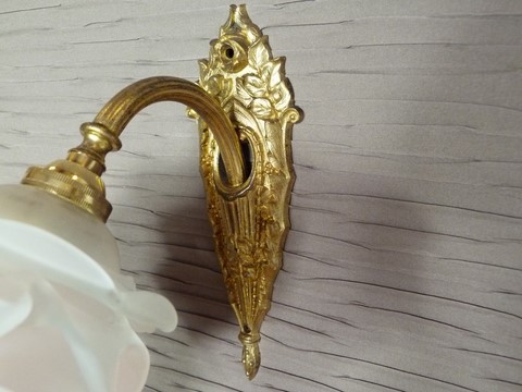 Applique ancienne bronze et tulipe forme de rose french touch