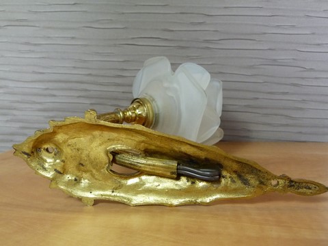 Applique ancienne bronze et tulipe forme de rose french touch