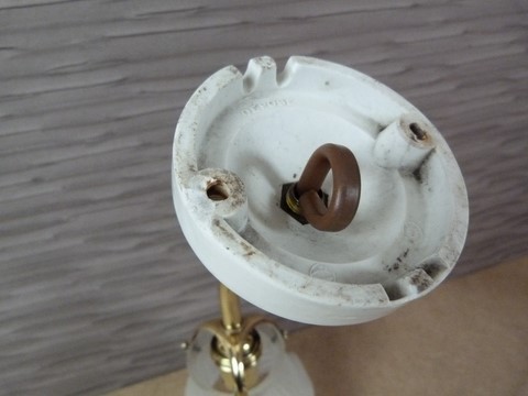 Applique ancienne laiton porcelaine tulipe fantaisie