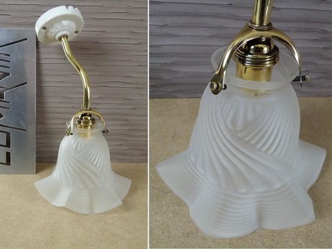 Applique ancienne laiton porcelaine tulipe fantaisie