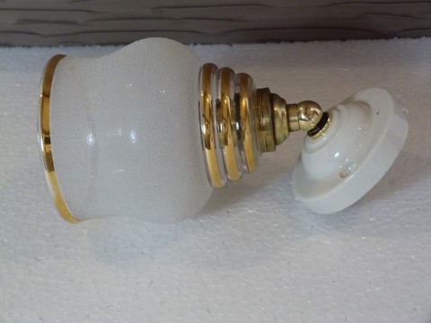 Ancienne applique courte axe laiton coudé verre granité