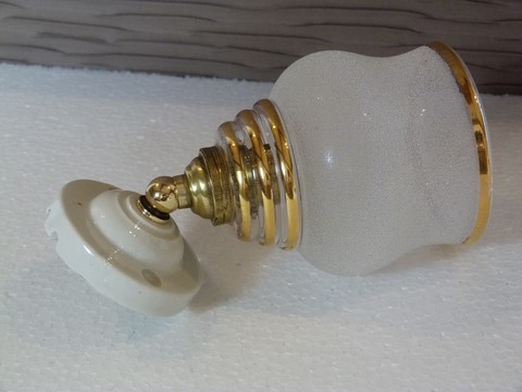 Ancienne applique courte axe laiton coudé verre granité