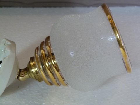 Ancienne applique courte axe laiton coudé verre granité