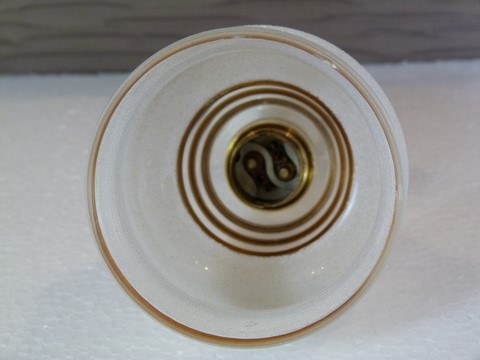 Ancienne applique courte axe laiton coudé verre granité