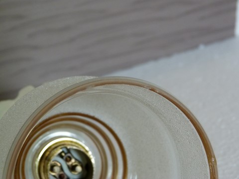 Ancienne applique courte axe laiton coudé verre granité