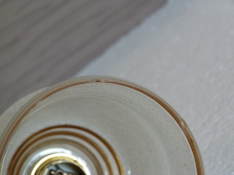 Ancienne applique courte axe laiton coudé verre granité