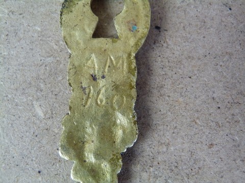 Entrée clé ancienne florale pour serrure bronze 