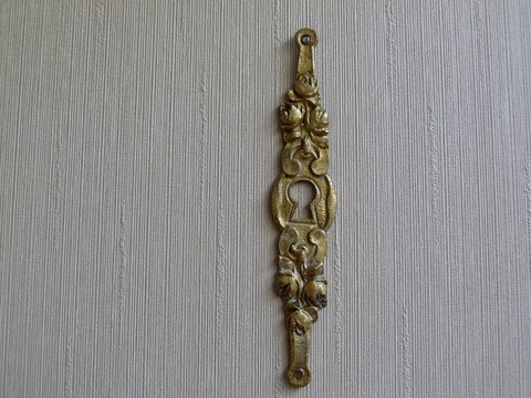 Entrée clé ancienne florale pour serrure bronze 