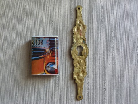 Entrée clé ancienne florale pour serrure bronze 