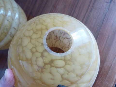 Anciens globes mouchetés clichy caramel lot 2