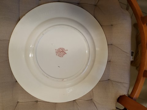 Plat de service ancien Moulin des Loups Hamage Athènes rose