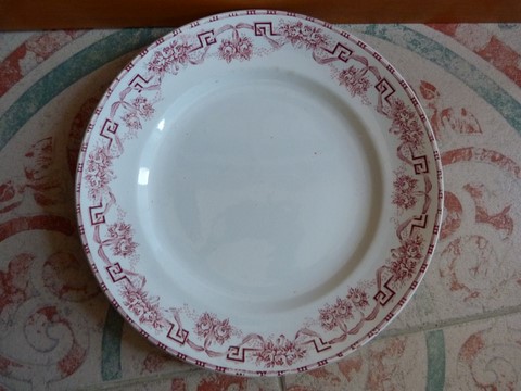 Plat de service ancien Moulin des Loups Hamage Athènes rose