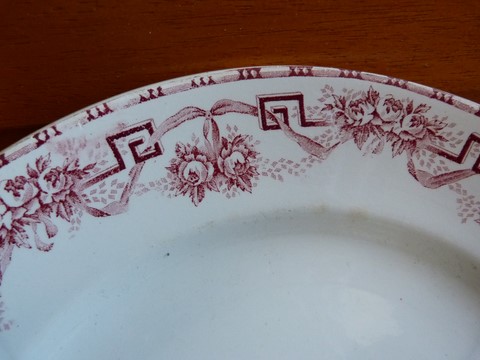 Plat de service ancien Moulin des Loups Hamage Athènes rose