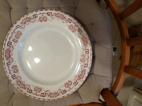 Plat de service ancien Moulin des Loups Hamage Athènes rose