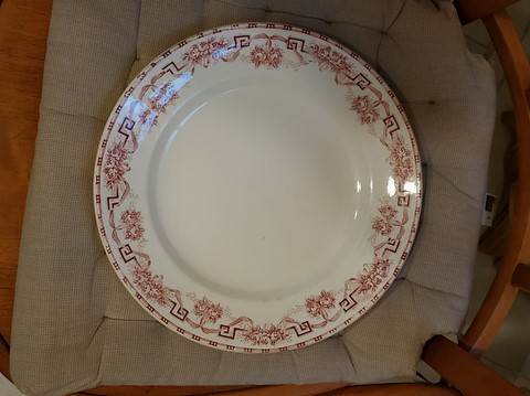 Plat de service ancien Moulin des Loups Hamage Athènes rose