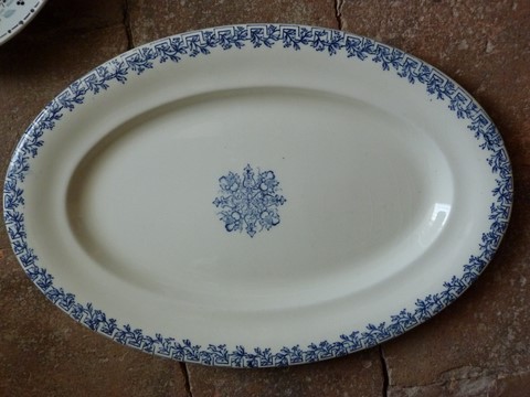 Ancien grand plat ovale LG faÏence Clairefontaine XIX ème