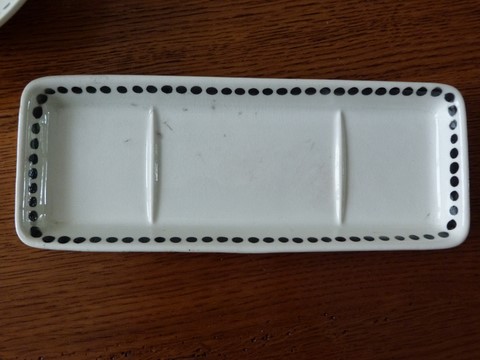 Lot ancien porte peigne et éponge céramique