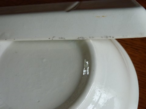 Lot ancien porte peigne et éponge céramique