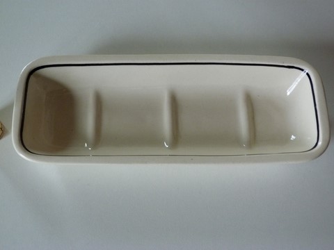 Ancien porte peigne faïence bordure filet noir