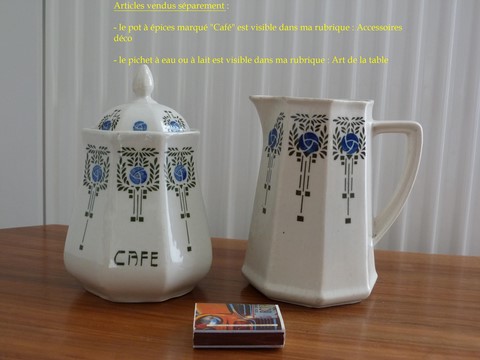 Ancien pot à lait  et pot à épices sucre porcelaine