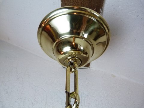 Suspension ancienne chaine laiton et globe obus art déco