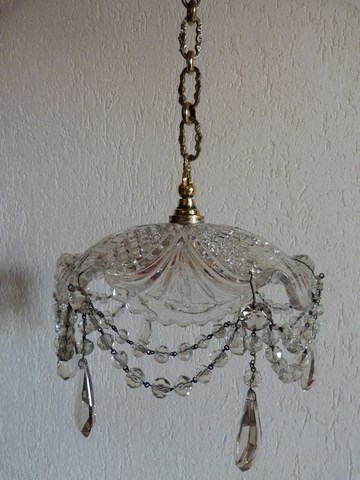 Suspension à chaine bronze verre à pampille