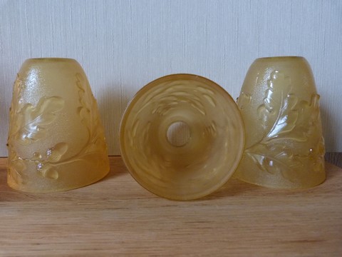 Lot 3 tulipes anciennes ambrées feuilles de chêne