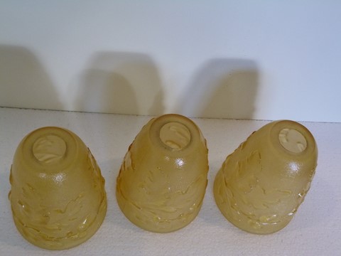 Lot 3 tulipes anciennes ambrées feuilles de chêne