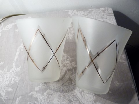 Lot 2 tulipes verre de lustre année 50 DLG Lunel Arlus