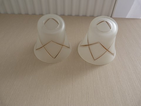 Lot 2 tulipes verre de lustre année 50 DLG Lunel Arlus