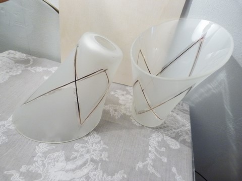 Lot 2 tulipes verre de lustre année 50 DLG Lunel Arlus