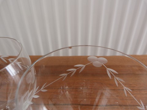 Verres ballon anciens gravés petits pieds lot 3