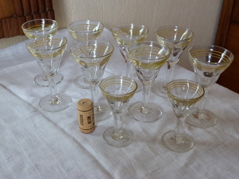 Verres bistrot anciens 8 apéro + 2 petits