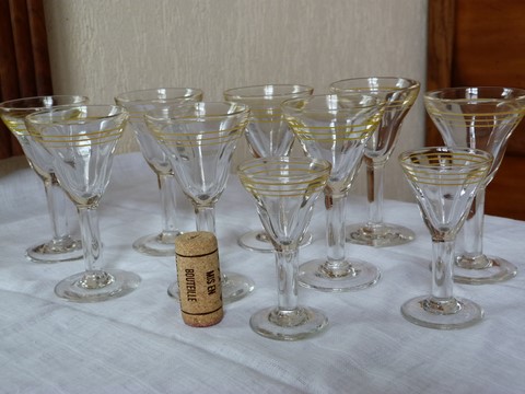Verres bistrot anciens 8 apéro + 2 petits