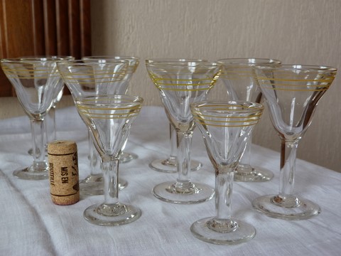 Verres bistrot anciens 8 apéro + 2 petits